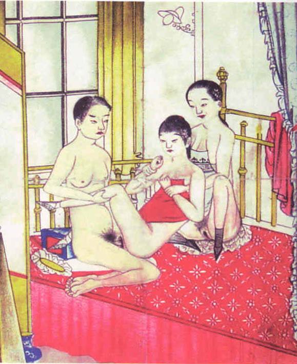 鲁班三十六式图片欣赏：古代春床三人图片欣赏(2)(点击浏览下一张趣图)