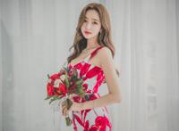 复古印花连衣裙性感OL美女写真第三辑