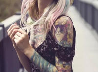 女孩胸口纹身图案大全：乳沟纹身图案大全女