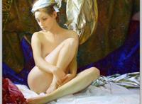 油画最有名的画美女的图：妻子人体油画作品
