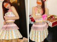 美女晒连体钞票礼服让干爹坐立不安