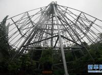 浙江宁波地标建筑摩天轮被台风吹折