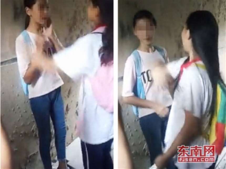 福建尤溪一中多名初中生围殴一女生 现场有人喊加油