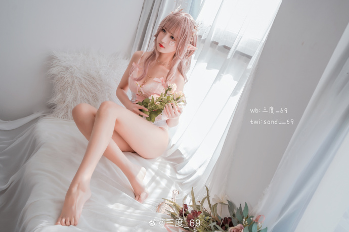 @三度_69粉白紧身蕾丝少女写真 清纯甜美的花精灵