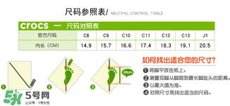 Crocs童鞋尺码对照表 Crocs童鞋尺码如何选择?