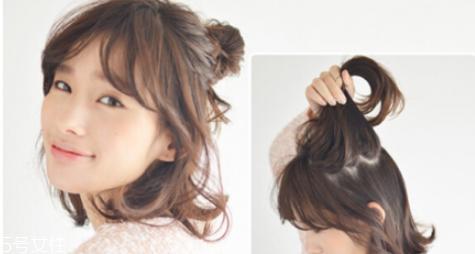 短发半丸子头的扎法图解 短发半丸子头扎法教程