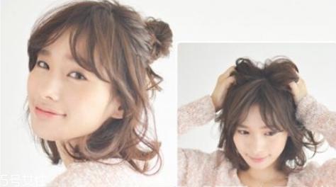 短发半丸子头的扎法图解 短发半丸子头扎法教程