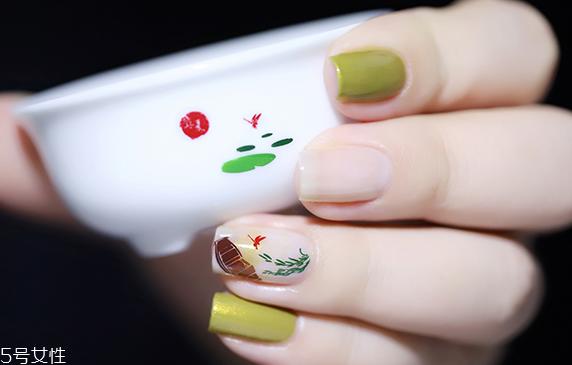 古风手绘美甲图片 中国风手绘图案美甲2018最新