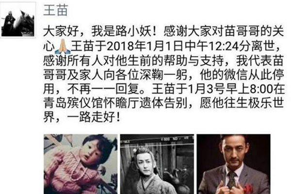 王苗个人资料 得胃癌去世的时候在三十多岁