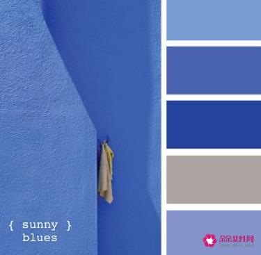 和蓝色搭配的3种颜色