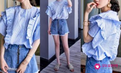 夏日蓝色条纹衬衫的穿搭