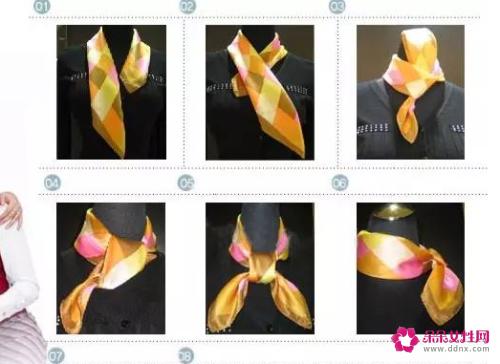 空姐方丝巾常见的四种打法