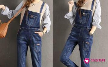 牛仔背带裙秋冬搭配全身图