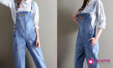 牛仔背带裙秋冬搭配全身图