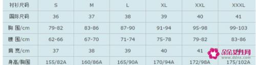女人上衣尺码对照表