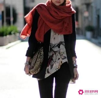 韩国长条围巾怎么围好看
