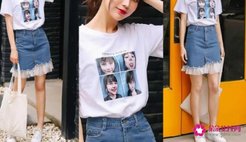 纯白色t恤多种搭配法