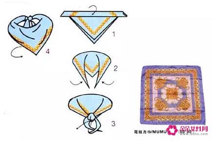 方形的丝巾系法图解
