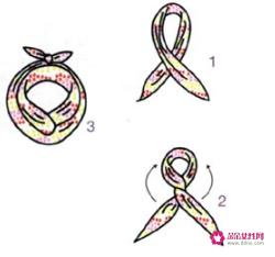 大四方丝巾的系法