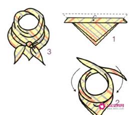 大四方丝巾的系法
