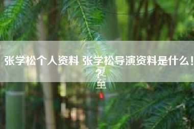张学松个人资料 张学松导演资料是什么！？