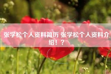 张学松个人资料简历 张学松个人资料介绍！？