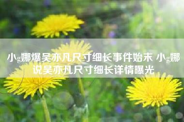 小g娜爆吴亦凡尺寸细长事件始末 小g娜说吴亦凡尺寸细长详情曝光