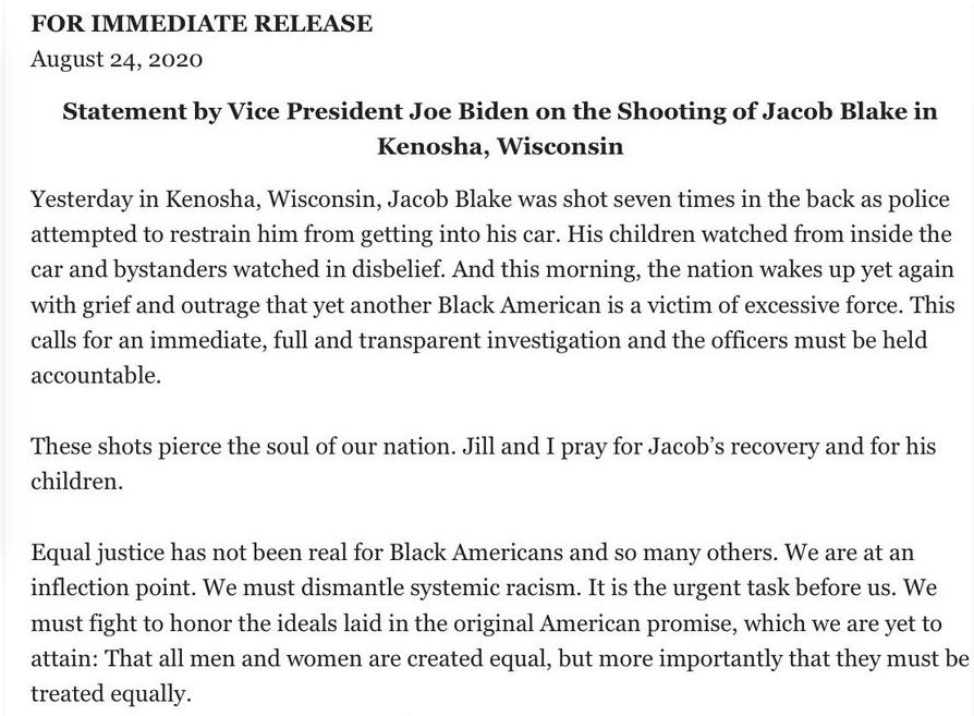 美国爆发大规模示威 黑人雅各布·布莱克（Jacob Blake）事件