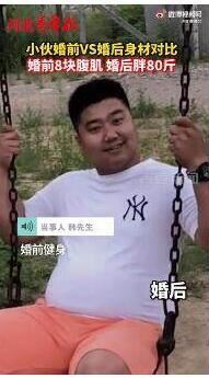 小伙婚前8块腹肌婚后胖80斤 这是什么情况？