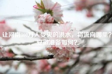 让河南300万人受灾的洪水，将流向哪里？安徽准备如何？