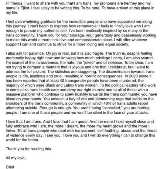 演员艾伦佩吉宣布为跨性别者 到底怎么回事?