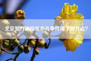 北京警方通报吴亦凡事件锤了哪几点？