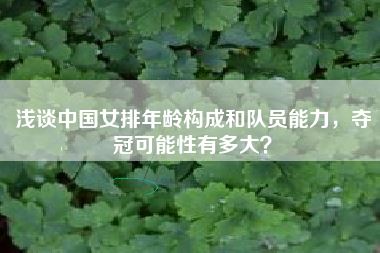 浅谈中国女排年龄构成和队员能力,夺冠可能性有多大?