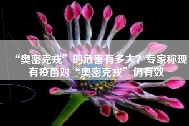 “奥密克戎”的危害有多大？专家称现有疫苗对“奥密克戎”仍有效