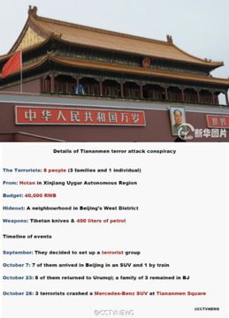 北京天安门恐袭案细节:8名嫌犯奔驰SUV