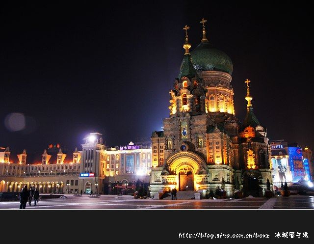 夜幕下的哈尔滨-圣•索菲亚教堂