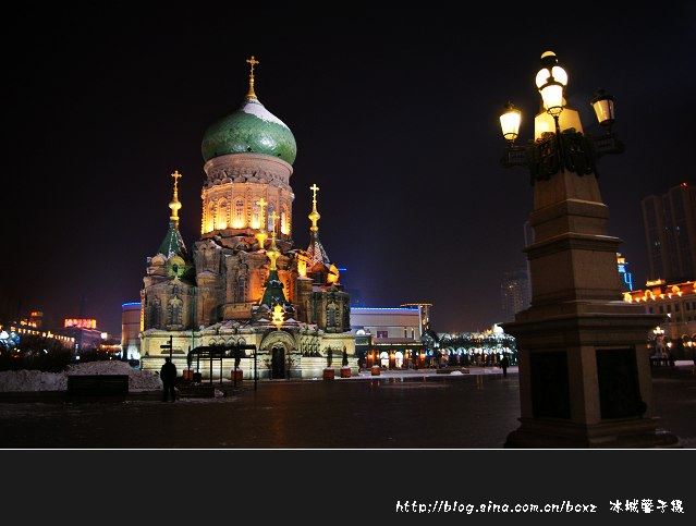 夜幕下的哈尔滨-圣•索菲亚教堂