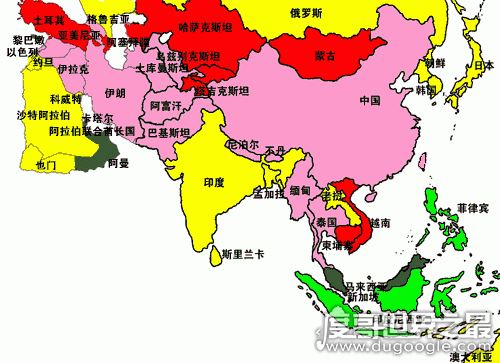 亚洲有多少个国家,一共有48个(最大中国/最小马尔代夫)