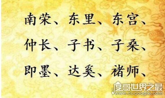 中国百家姓中的复姓有哪些,共计85个(最长复姓长达17个字)