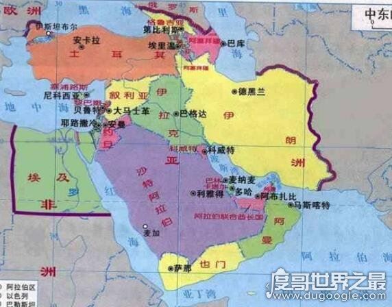 中东指哪些国家，含巴勒斯坦一共有23个国家(大概有将近5亿人)