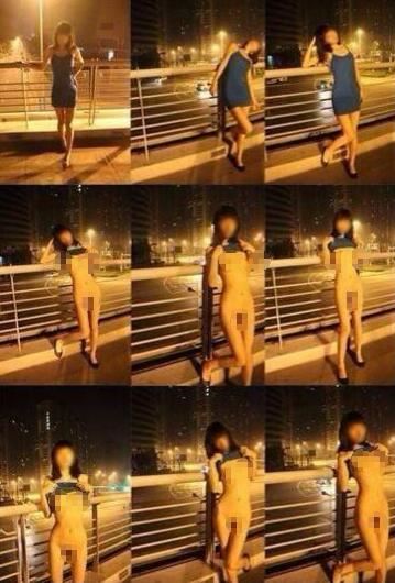上海裸拍门事件照片，妙龄女子当街脱衣露私处