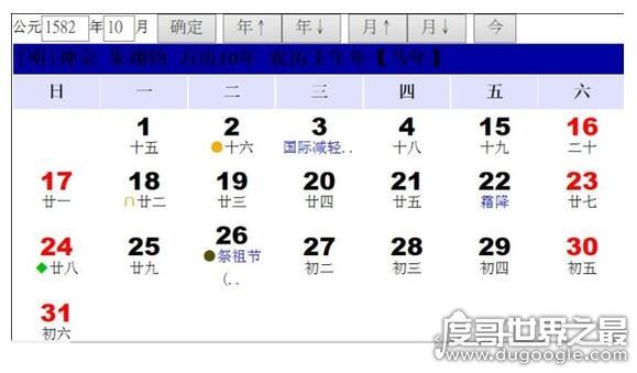 1582年为什么没有10月,不是没有十月而是十月被抹去了10天