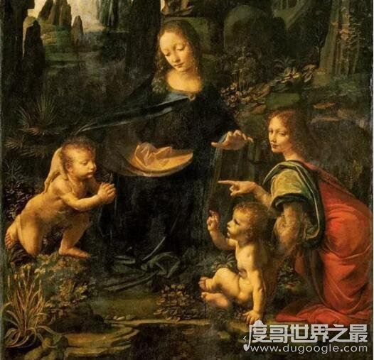 岩间圣母的诡异之处,圣母抓着无形的人头耶稣做出砍的手势