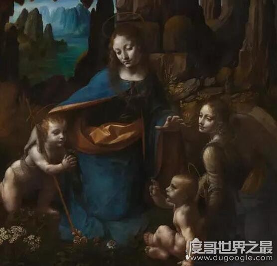 岩间圣母的诡异之处，圣母抓着无形的人头耶稣做出砍的手势