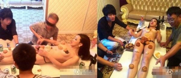 莫露露全裸月饼人体宴，淫乱场面任人随意把玩