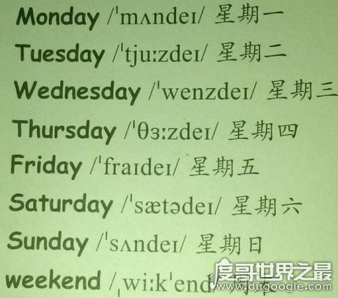 星期一到星期日的英文，周一到周日的来历介绍(由古英文而来)