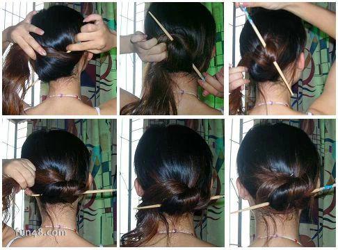 用簪子盘发图解