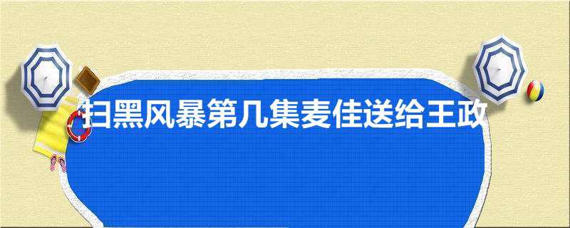 扫黑风暴第几集麦佳送给王政