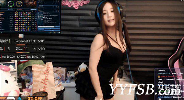 韩裔加拿大LOL女主播穿低胸装跳乳摇热舞