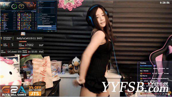 韩裔加拿大LOL女主播穿低胸装跳乳摇热舞
